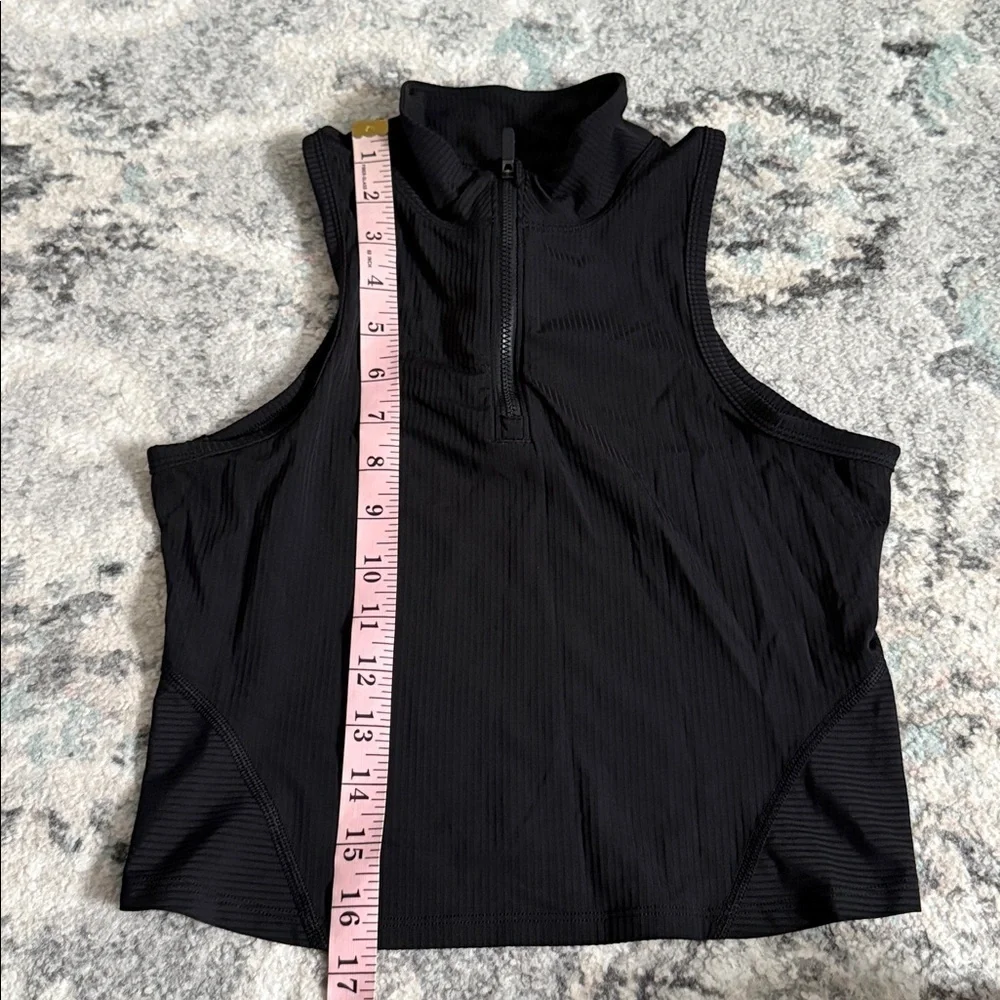 Lululemon Rib Zip-Front Cropped Run Tank Top in Black